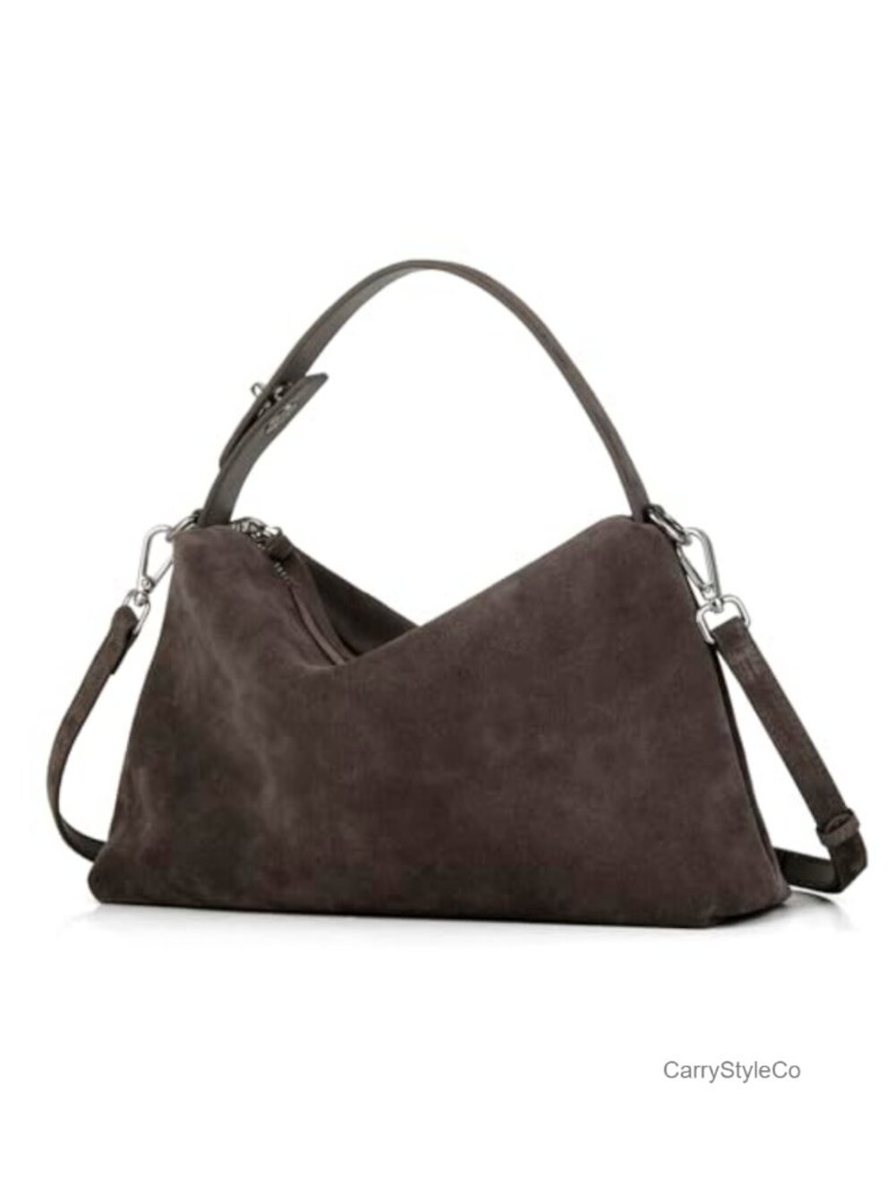 Premium Suede Leather Crossbody Bag Slouchy Tote Handbag